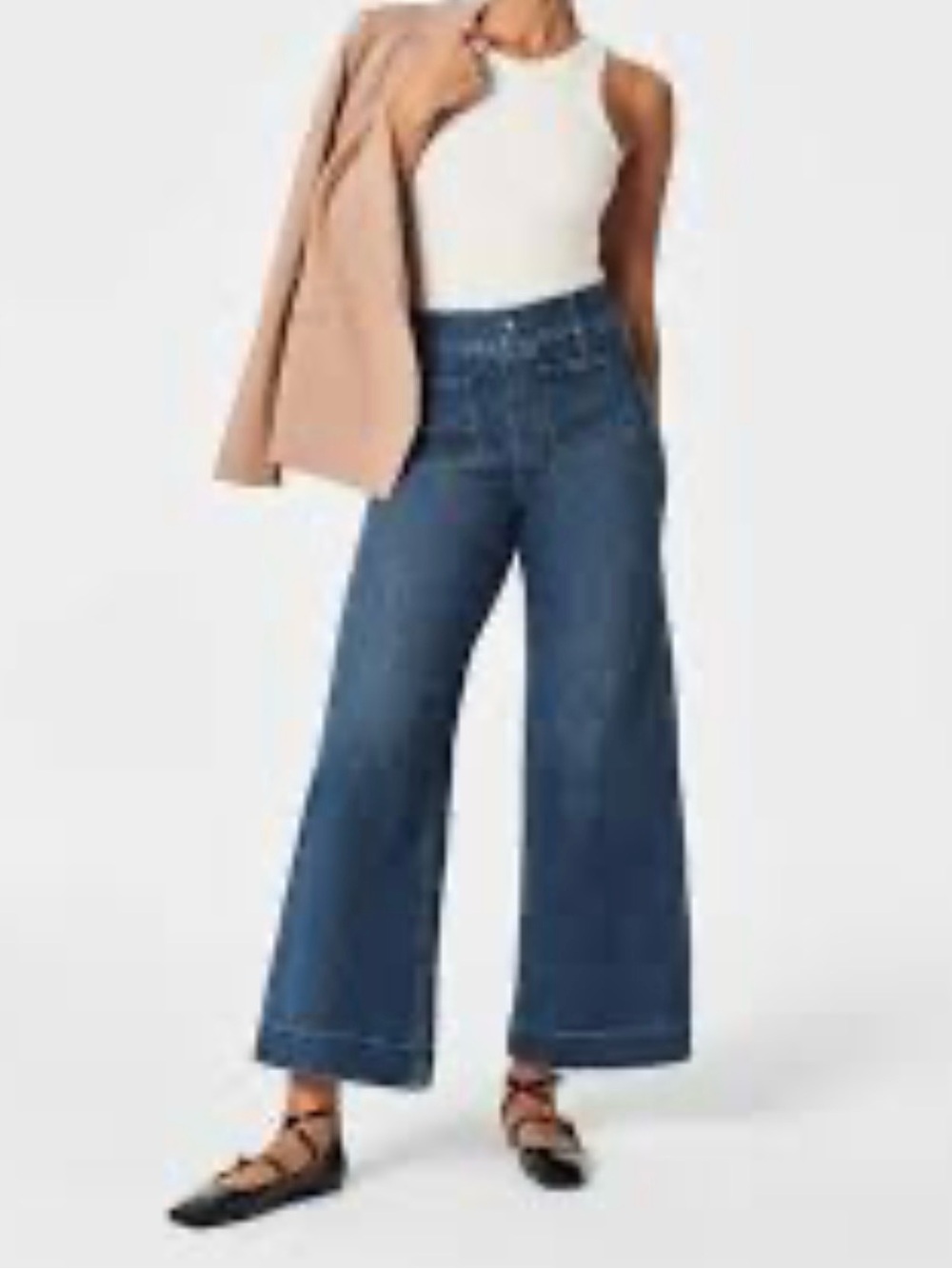 SPANX Women’s Wide Leg Dark Blue Denim Jeans